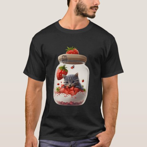 Strawberry Ice Cream Sundae Kitten Gelato Berry Ca T_Shirt