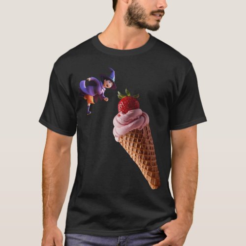 Strawberry Ice_Cream  Witch 3D Cartoon T_Shirt
