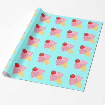 Strawberry Ice Cream Wrapping Paper by totallypainted at Zazzle