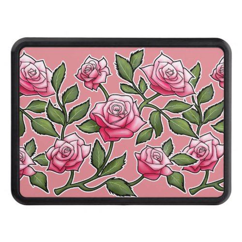 Strawberry Ice Rose Floral Trailer Hitch Cover