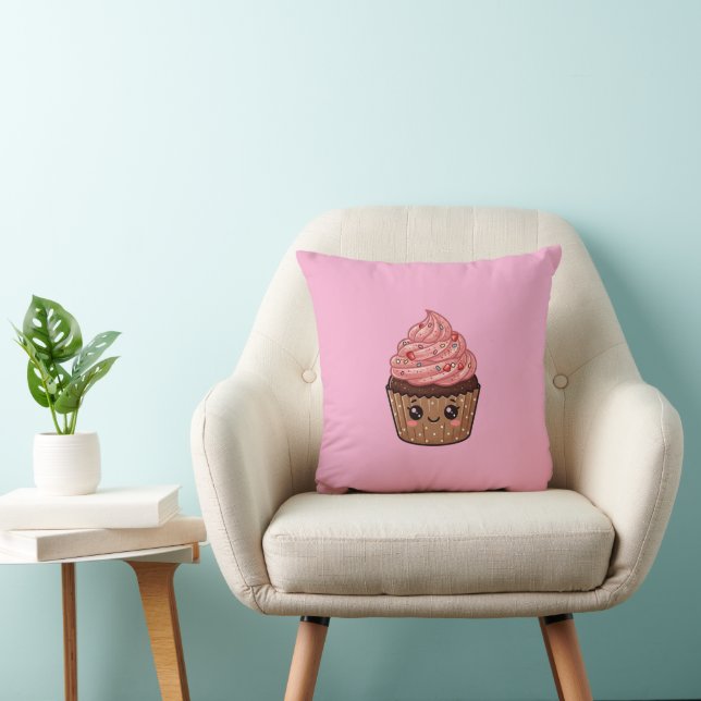 Strawberry Icing Cupcake Kawaii Cushion Pillow (Chair)
