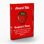 Strawberry Icon Acrylic Award<br><div class="desc">Illustration of a strawberry. Custom background color. Custom text.</div>