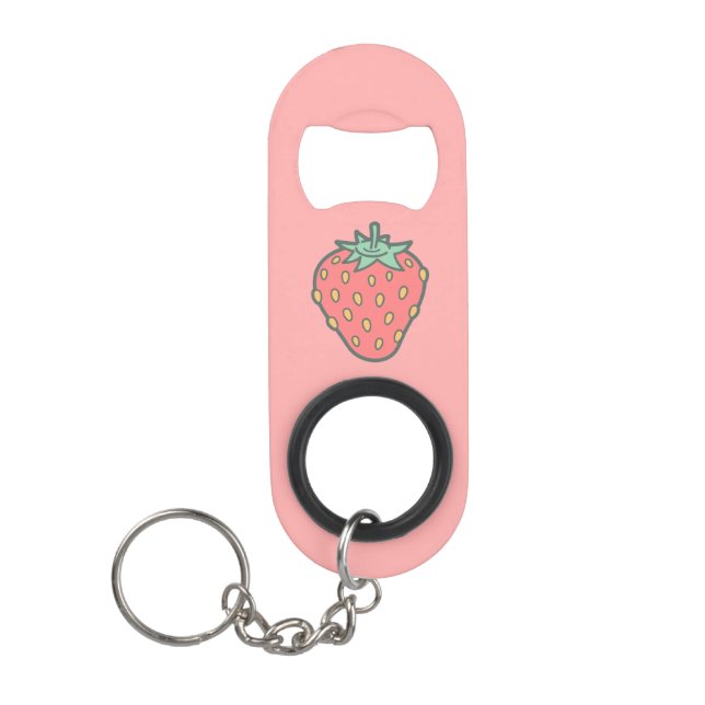 Strawberry Icon Keychain Bottle Opener (Front)
