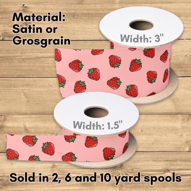 Strawberry Icon Pattern Satin Ribbon (Creator Uploaded)