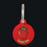 Strawberry Icon Pet ID Tag<br><div class="desc">Illustration of a strawberry. Custom background color. Custom text on both sides.</div>