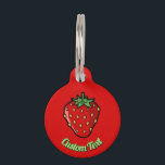 Strawberry Icon Pet ID Tag<br><div class="desc">Illustration of a strawberry. Custom background color. Custom text on both sides.</div>