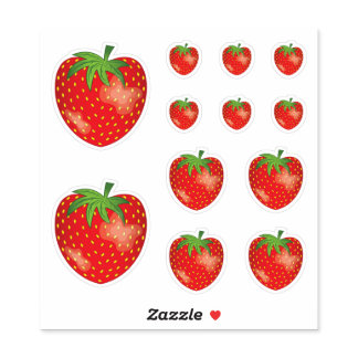 Strawberry Illustration In Three Sizes Sticker