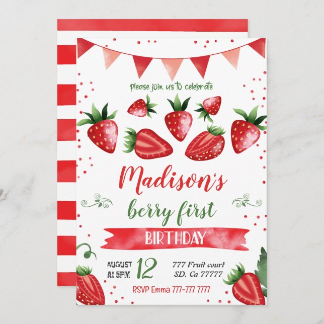 Strawberry Invitation (Front/Back)