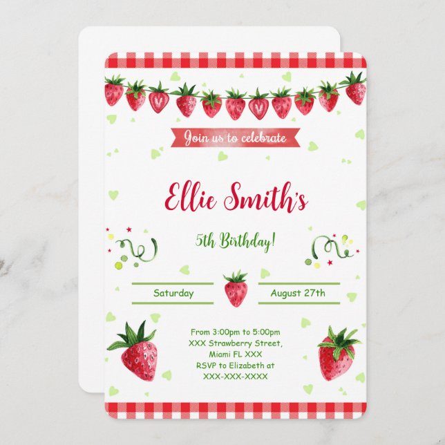 Strawberry Invitation (Front/Back)