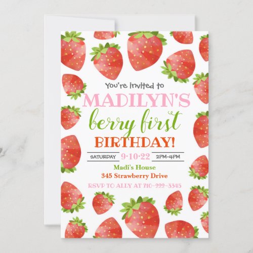 Strawberry Invitation Berry Birthday Invite