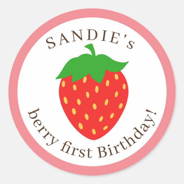 Strawberry Invitation Envelope Seal stickers (Front)