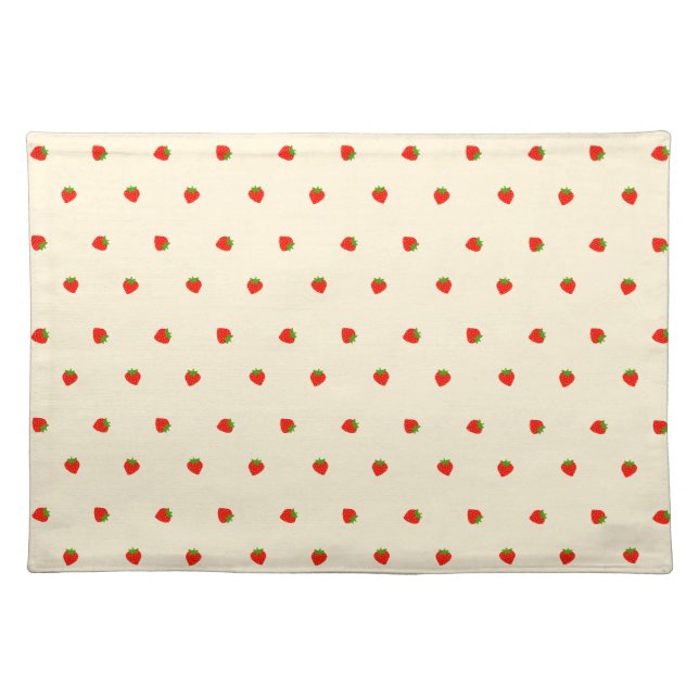strawberry ivory cloth placemat (Front)