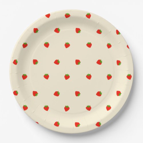 Strawberry ivory paper plates