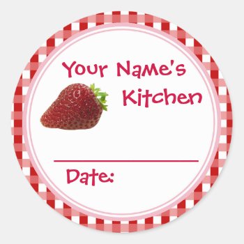 Strawberry Jam Canning Jar Lid Labels Personalized by alinaspencil at Zazzle