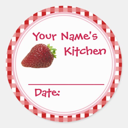 Strawberry Jam Canning Jar Lid Labels Personalized