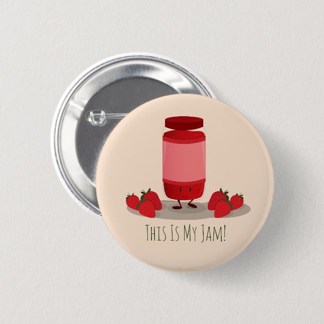 Strawberry Jam cartoon character | Button (Front & Back)