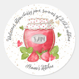 Strawberry jam, cute classic round sticker