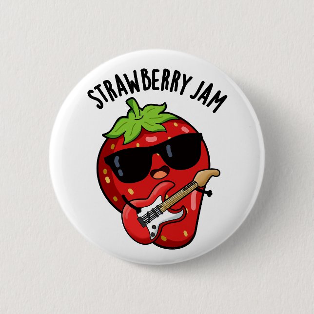 Strawberry Jam Funny Fruit Pun  Button (Front)