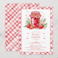 Strawberry Jam Gingham Bridal Shower Invitation