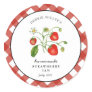Strawberry Jam Gingham Jam. Jar  Classic Round Sticker