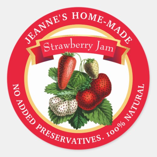 Strawberry Jam Homemade Canning Preserve Classic Round Sticker