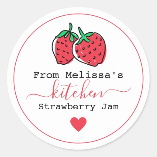 Strawberry Jam Homemade From The Kitchen Of    Classic Round Sticker