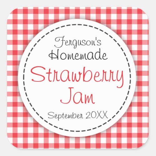 Strawberry jam jar food label