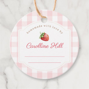 Strawberry Jam Jar Fruit Preserves Personalized Favor Tags