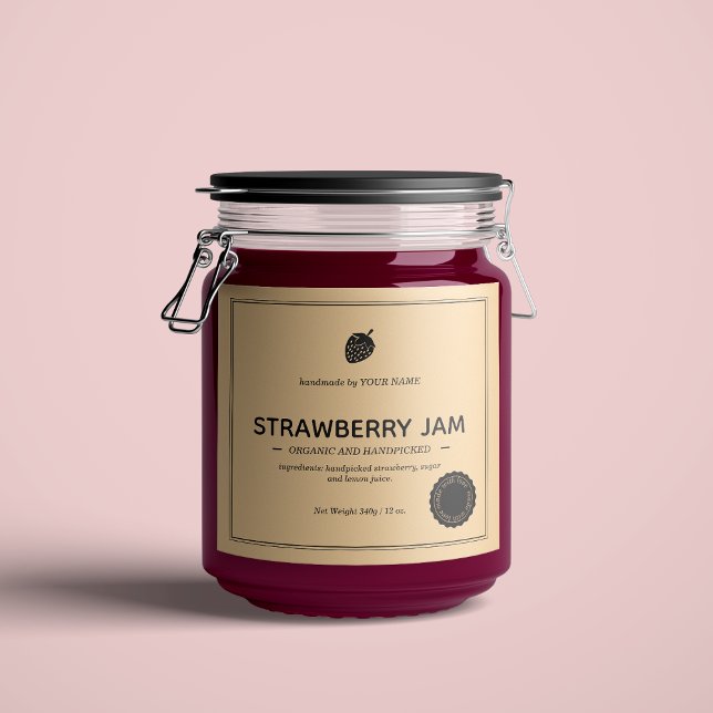 Strawberry Jam Jar Label Packaging Design (Creator Uploaded)