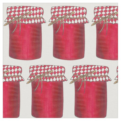 Strawberry Jam Jar of Jelly Berry Fruit Preserves Fabric