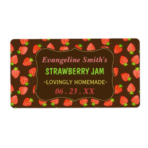 Strawberry Jam Jar Pretty Custom Strawberries Label