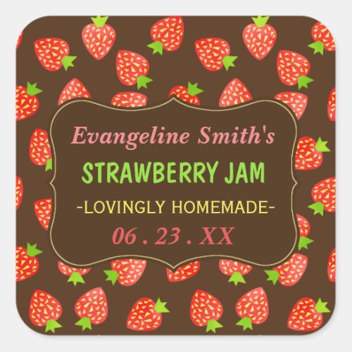 Strawberry Jam Jar Pretty Custom Strawberries Square Sticker