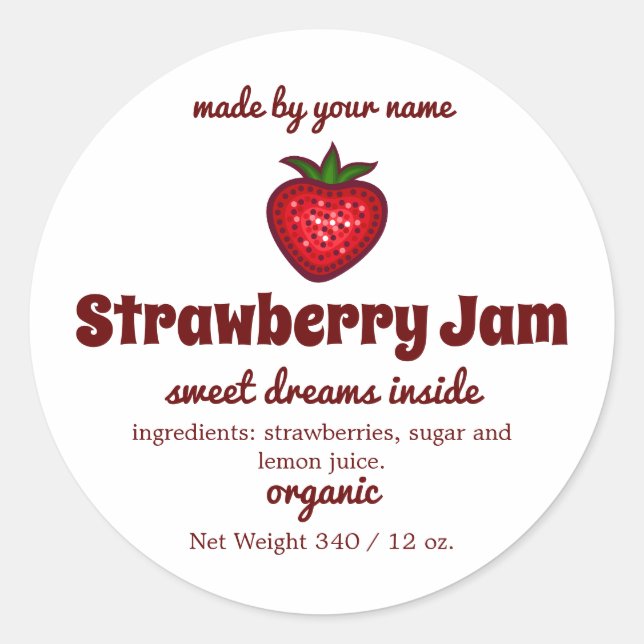 Strawberry Jam Jar Sticker (Front)