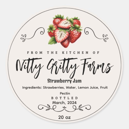 Strawberry Jam Jelly preserve Custom Canning Label