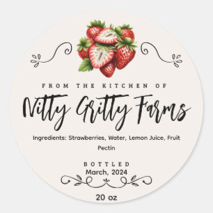 Strawberry Jam Jelly preserve Custom Canning Label