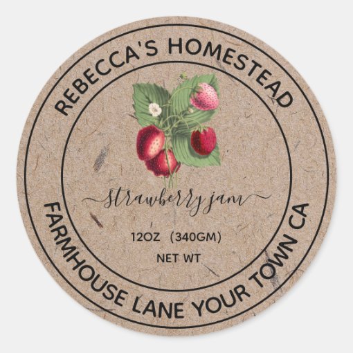 Strawberry Jam Kraft Paper Canning Jar Labels Zazzle