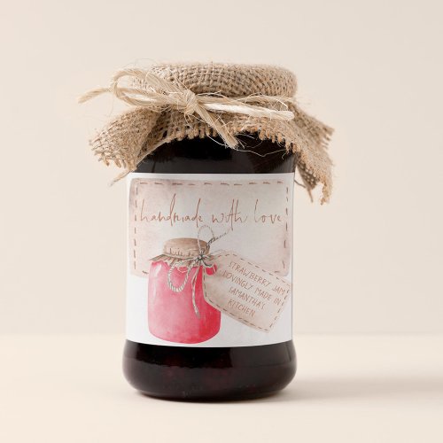 Strawberry Jam Label Homemade with Love Name