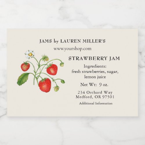 Strawberry Jam Label with Ingredient list