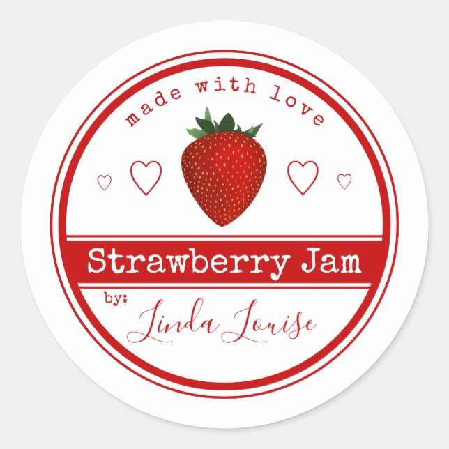 strawberry jam labels classic round sticker (Front)