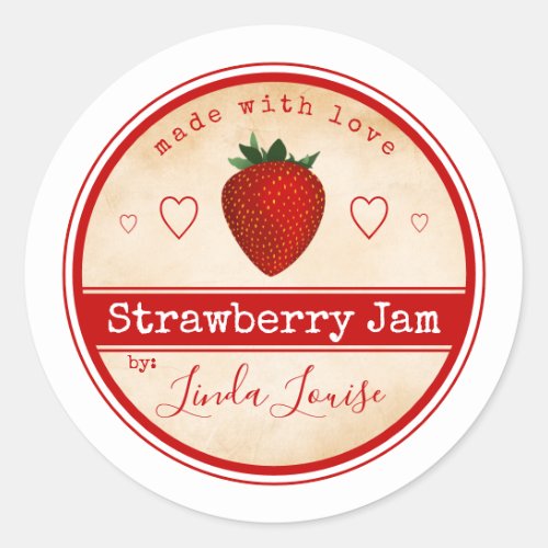 strawberry jam labels classic round sticker