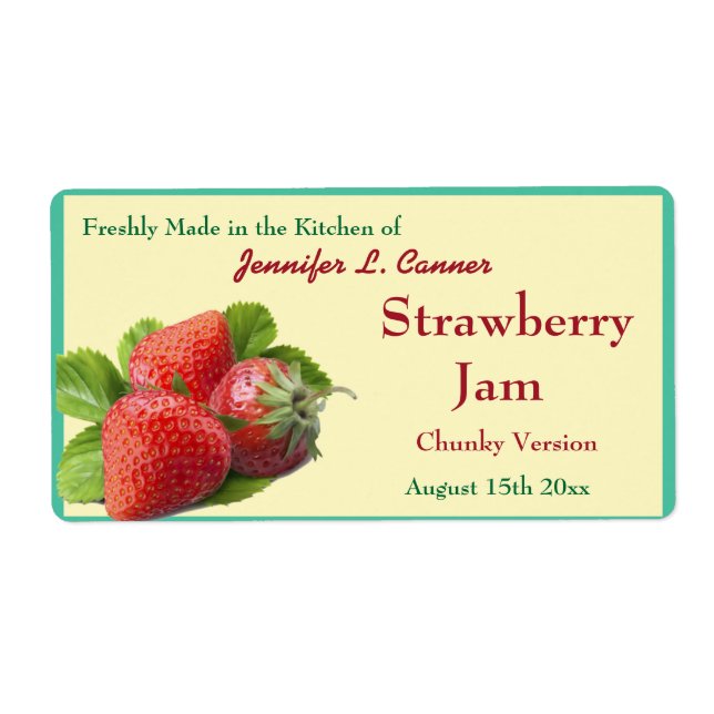 Strawberry Jam or Preserves 2 Canning Jar Label (Front)