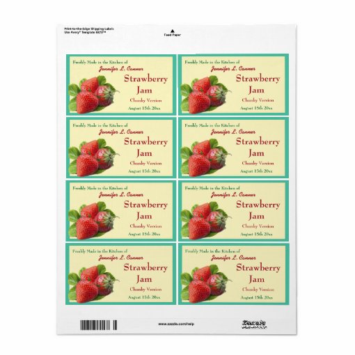 Strawberry Jam or Preserves 2 Canning Jar Label Zazzle