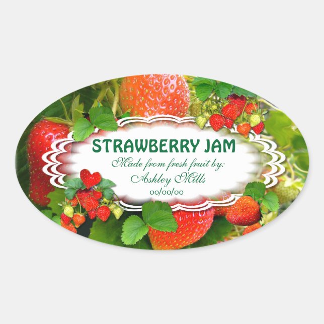 Strawberry Jam Oval Sticker (Front)
