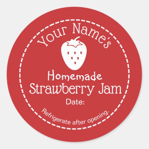 Strawberry Jam Personalized Canning Label Homemade