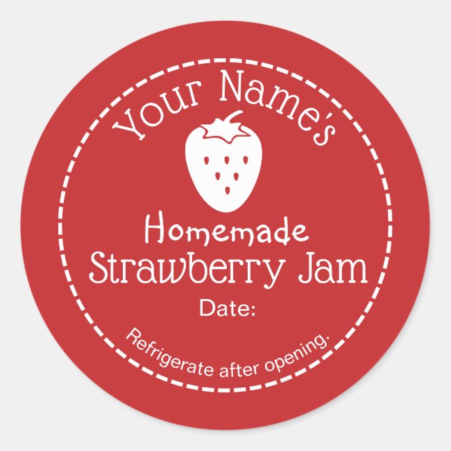 Strawberry Jam Personalized Canning Label Homemade