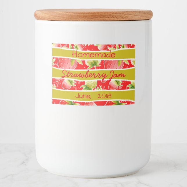 Strawberry Jam Preserves Canning Label (Front)