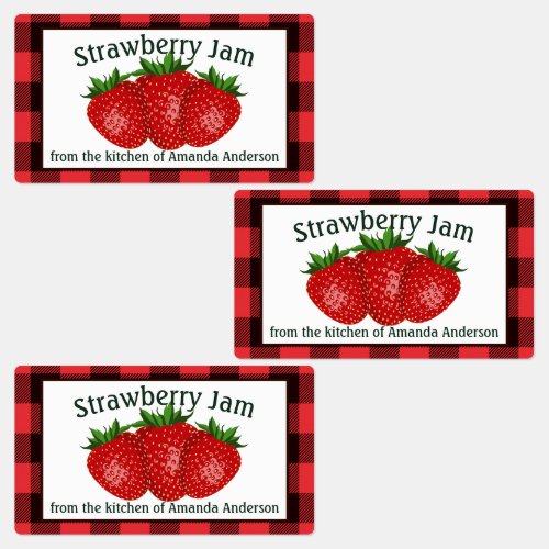 Strawberry Jam Preserves Plaid Food Label