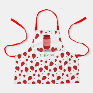 Strawberry Jam Red White Green Cartoon Apron