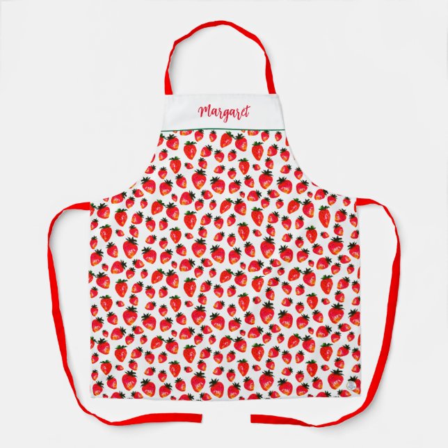 Strawberry Jam Retro Inspired Personalized Canning Apron (Front)