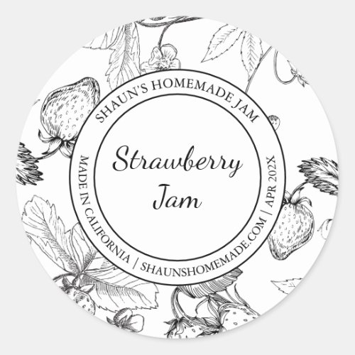 Strawberry Jam Sketch Modern label